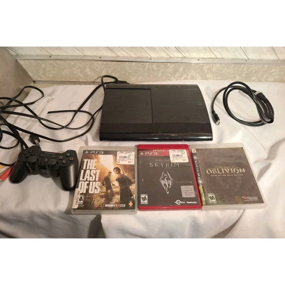 Sony PlayStation PS3 Super Slim 12GB CECH4201A Console Tested W/Controller Games